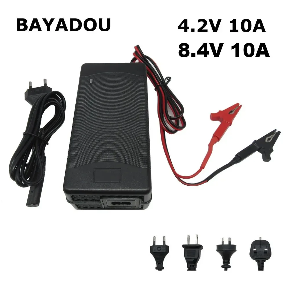 

4.2V 8.4V 10A Lithium Fast Charger 1S 3.6V 3.7V / 2S 7.2V 7.4V 50AH 80AH 100AH Li-ion Lipo Solar RV Battery Cell Smart Charger