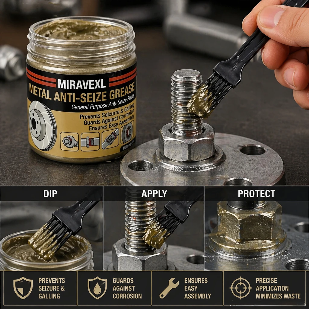 Ultra High Temp Anti-Seize Assembly Grease With Brush, Bolt Thread Anti-Rust Lubricant For Car Machinery Hardware Screw Parts - view 5