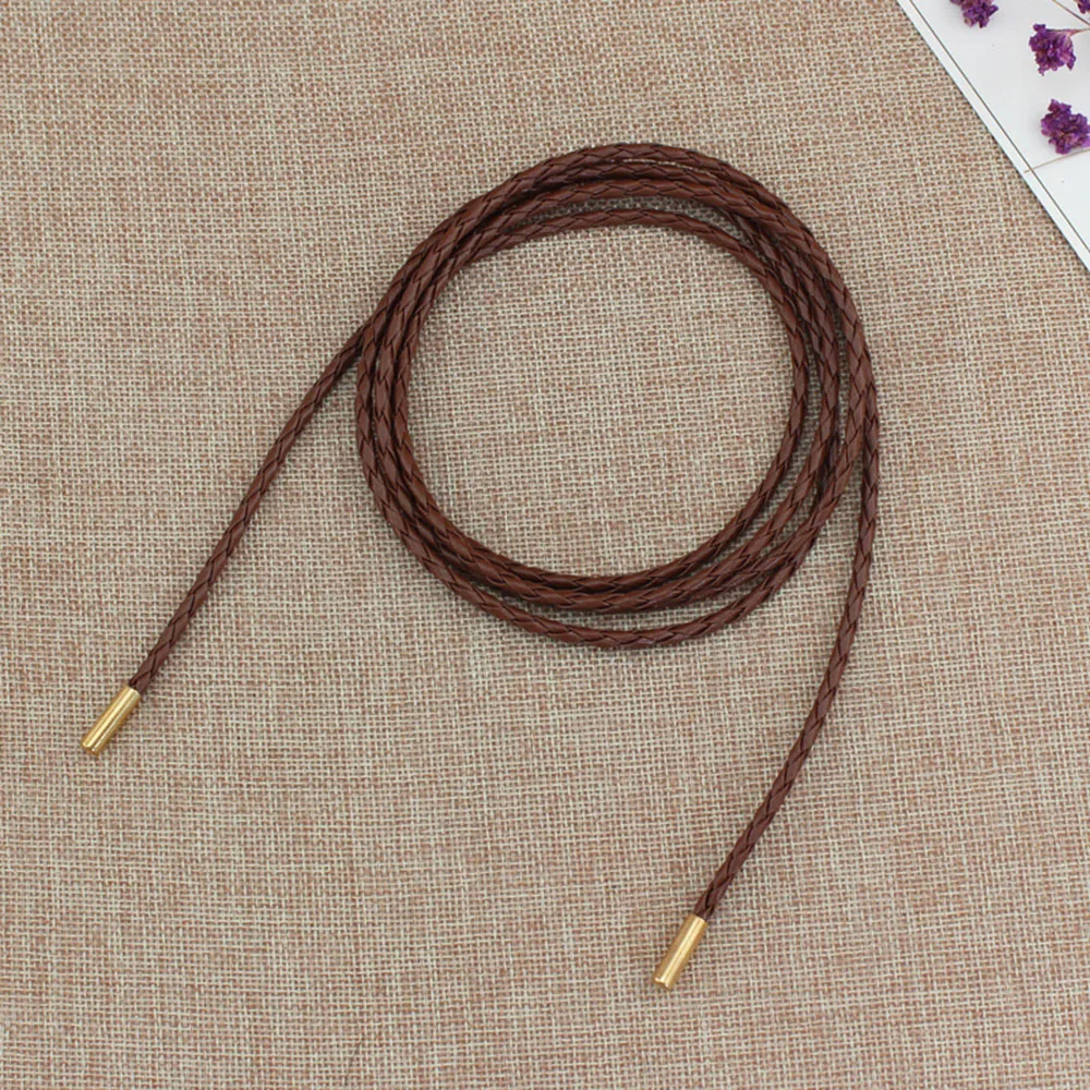 New Round Leather Rope Thin Belt Women Decorative Knotted Waist Rope Dress String Waistband Coat Sweater Waist Decoration strap