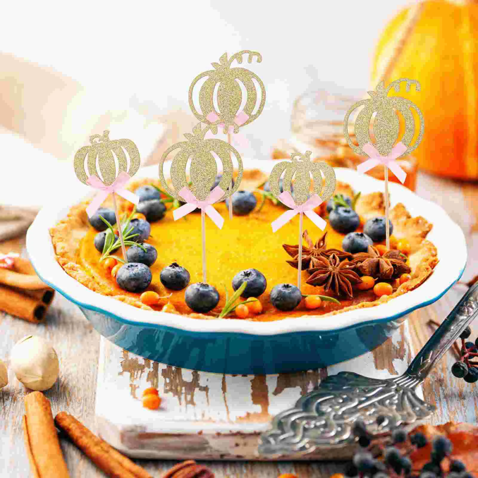 

20 Pcs Thanksgiving Pumpkin Picks Cake Decorating Cupcake Festival Party Decoration Shaped Toppers Autumn