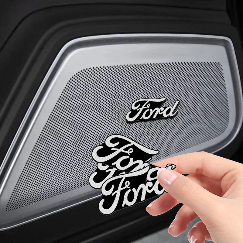 2/4Pcs 3D Aluminum Car Audio Speaker Decorate Badge Sticker For Ford Focus Mondeo MK2 MK4 MK3 Fiesta ST Line Kugo Transit Escape