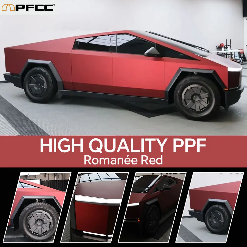 

DIY For Tesla Cybertruck 2024 2025 PPF Paint Protection Film Color Change Gloss Dragon Blood Red Anti-Scratch Wrap Film