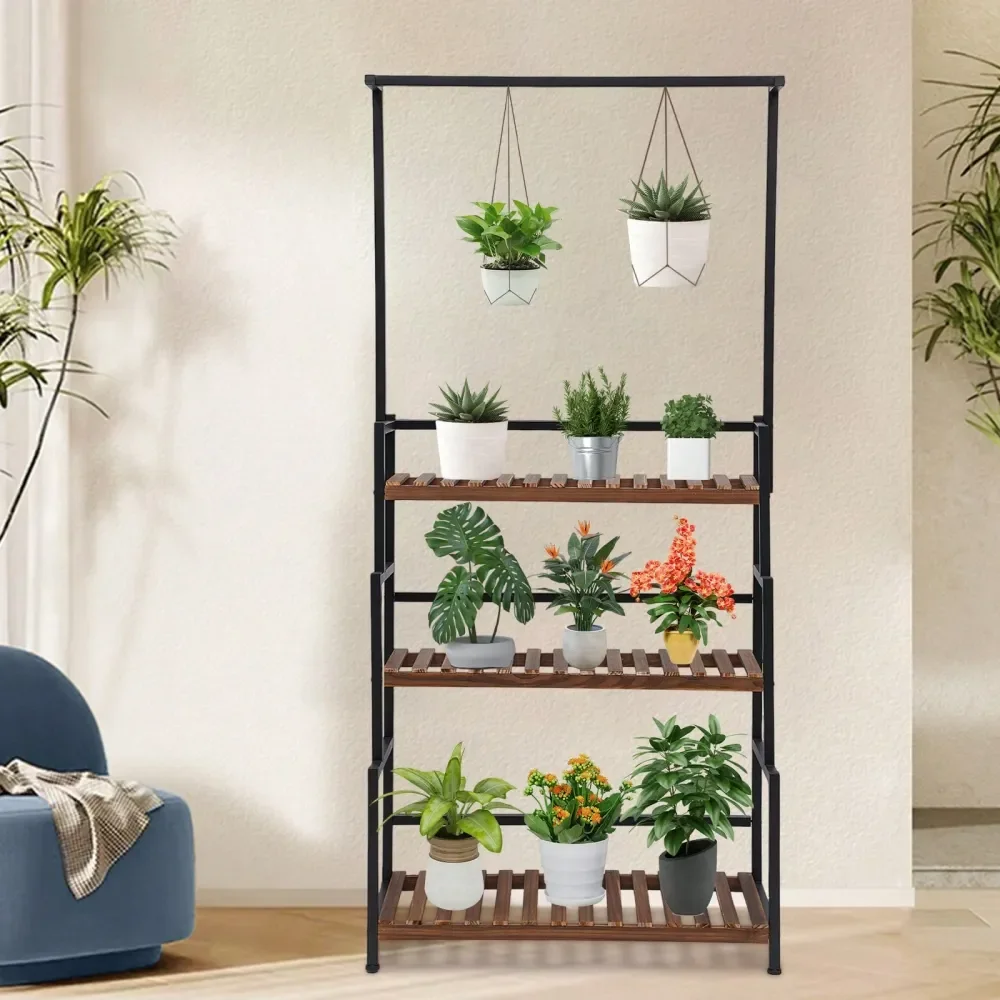 

3Tier Hanging Plant Stand Planter Shelves Flower Pot Organizer Rack Multiple Flower Pot Display Holder Shelf Indoor Outdoor Hea