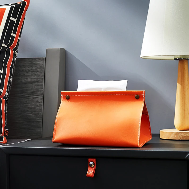 Simple Tissue Holder Dispenser Soft PU Napkins Paper Tissue Box Large Open Makeup Tools Bag Easy Access For Home Car