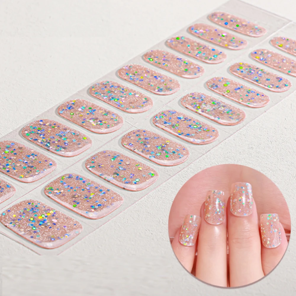 

20 полосок, полуотвержденные гелевые наклейки для ногтей, супер вспышка, УФ-свет, обертывания для ногтей, слайдер для маникюра «сделай сам», украшение для дизайна ногтей, пресс на ногти