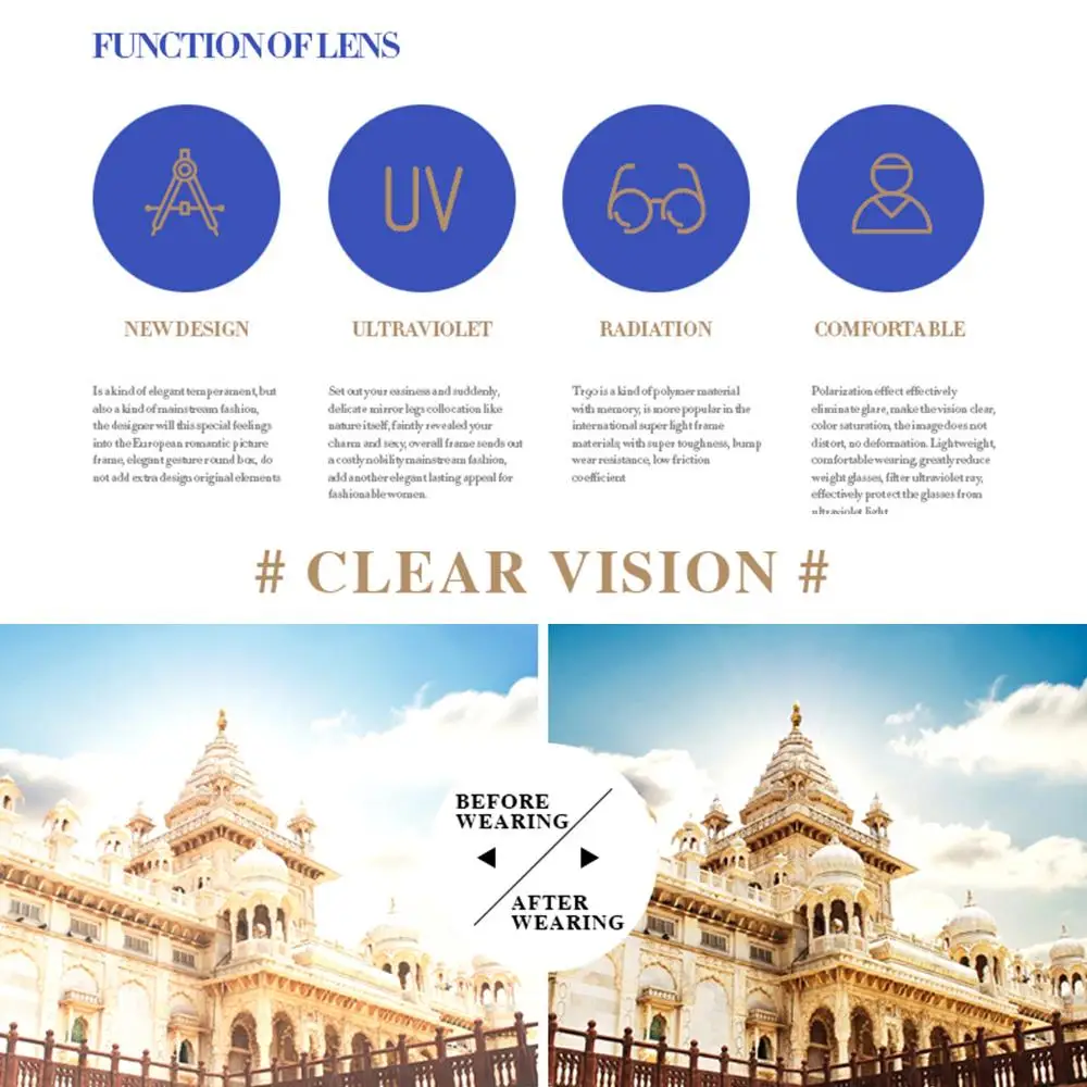 

Classic Oversized Glasses Round Frame Women's Sunglasses Shades Sun Glasses