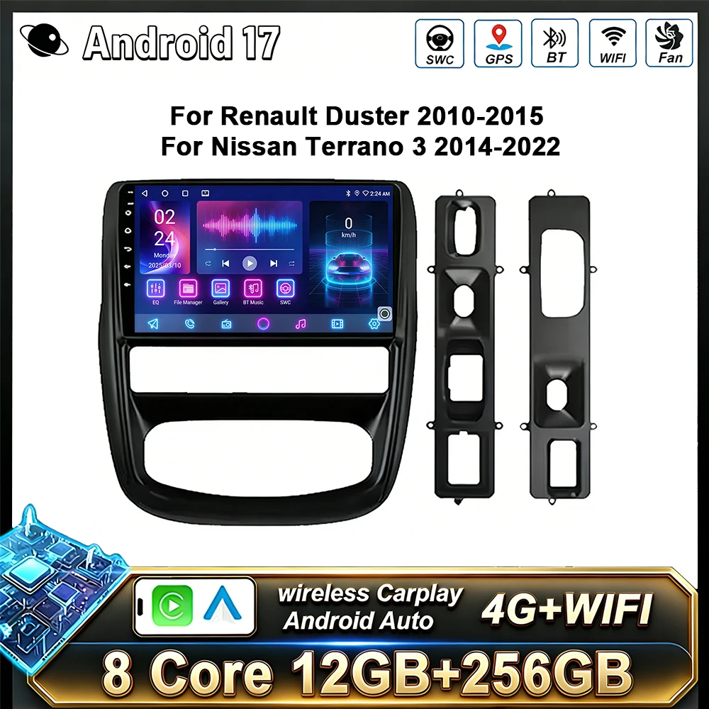 Radio para Auto Android 17 para Renault Duster 2010-2015, para Nissan Terrano 3 2014-2022, Qualcomm QLED BT 2DIN GPS NAVI 4G WIFI