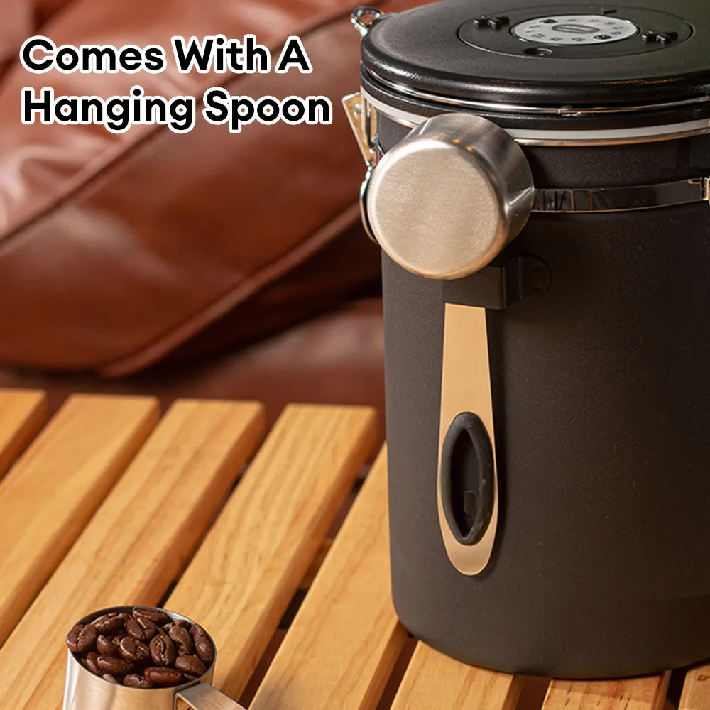 1.2/1.5/1.8L Stainless Steel Coffee Bean Can Large Capacity Coffee Storage Container Sealing Coffee Filling Food Storage Contain