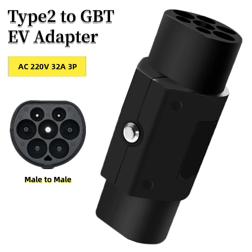 

Type2 to GBT EV Adapter Type 2 Station Side to GB/T Car Side Plug EVSE Charging Connector Convertor AC 220V 32A 3P With Switch