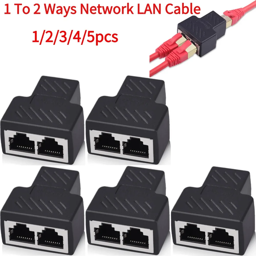 Network Rj45 Cable Port Network Cable Splitter Extender Plug Adapter Connector Split Into Two Splitter Coupler Cable Extender
