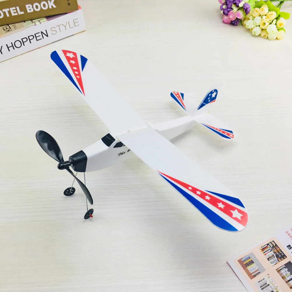 Launcher Rubber Band Powered Airplane Plastic Toy Model Kidcraft Playset Flying Glider Fighter