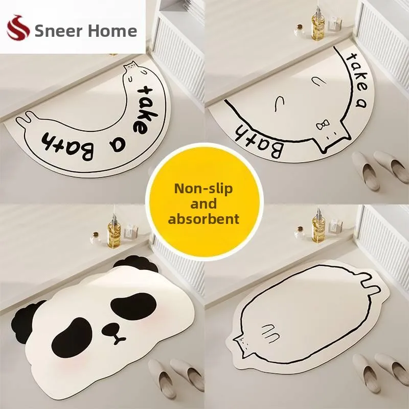 

Bathroom Quick Dry Anti-Slip Mat Cartoon Simple Silicon Dendroid Mud Mat Makeup Room Entrance Door Mat Anti-Slip Mat