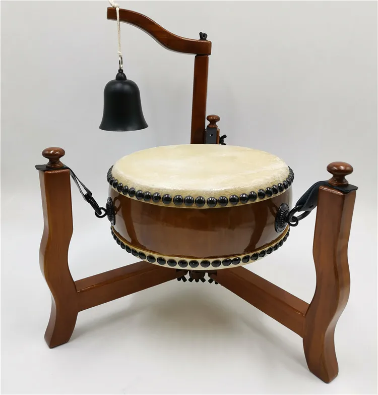 

CZ tambourine full set drum double-sided cowhide stand solid wood emperor bell stand drum stick temple religious use
