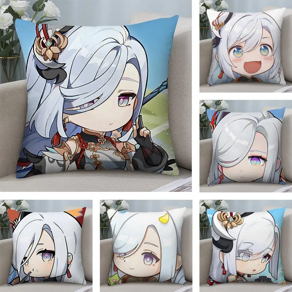 

Shenhe Cute Genshin Game Cushion Cover Square Pillow Bedroom Sofa Leisure Comfort Living Room Home Decoration 40X40