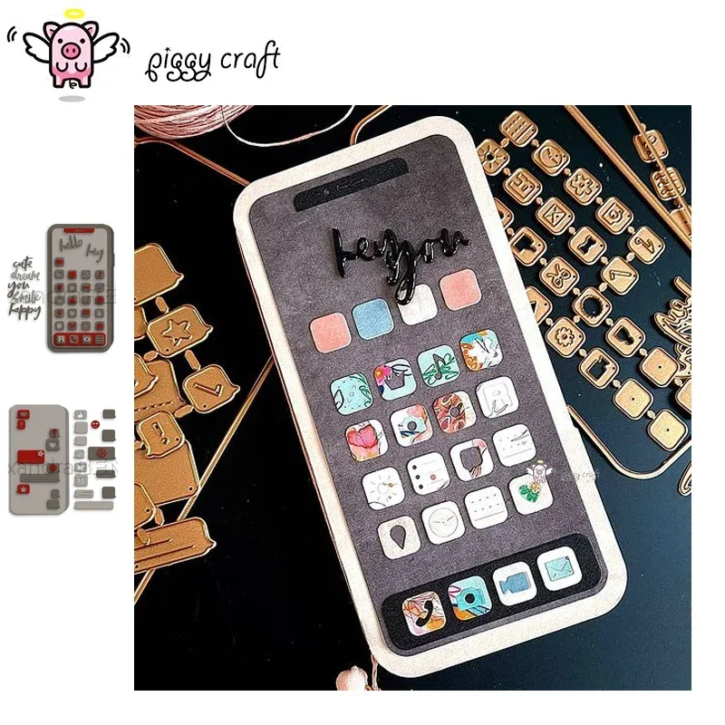 Piggy Craft metal cutting dies cut die mold Closed smartphone album Scrapbook paper craft knife mould blade punch stencils dies
