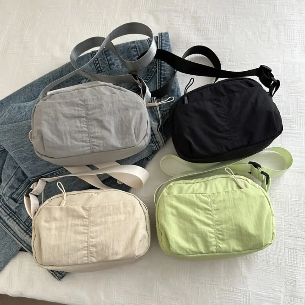 

Быстросохнущая нейлоновая квадратная сумка, большая вместительная сумка через плечо в японском стиле, однотонная универсальная поясная сумка на молнии, спортивная сумка