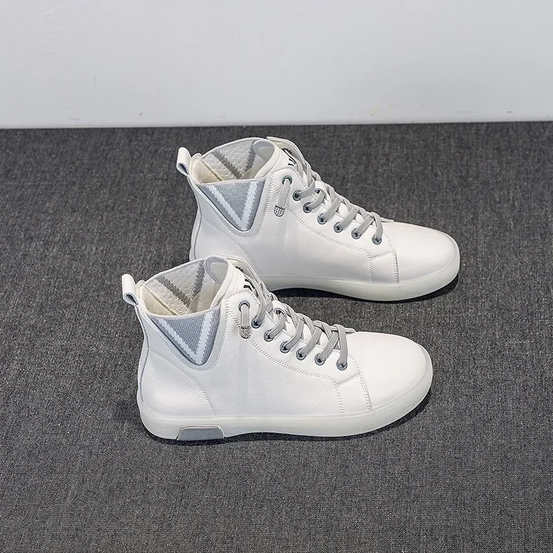 Genuine Leather Short Boots Women Autumn/Winter New Plush Little White Shoes Soft Sole V-Neck Casual Flat Bottom Women\'s Shoes