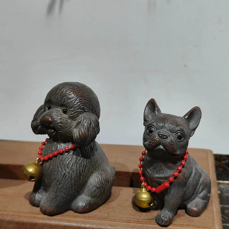 Qinzhou Nixing pottery tea pet ornament cute puppy zodiac tea table hand play boutique lucky creative tea set