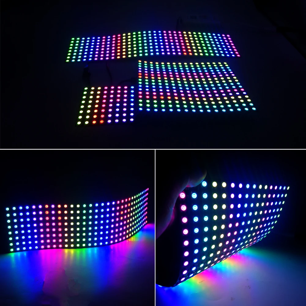 1-10Pcs WS2812B 5050 RGB LED Digital Flexible Panel Light Individually Addressable WS2812 8x8 16x16 8x32 Module Matrix Screen 5V