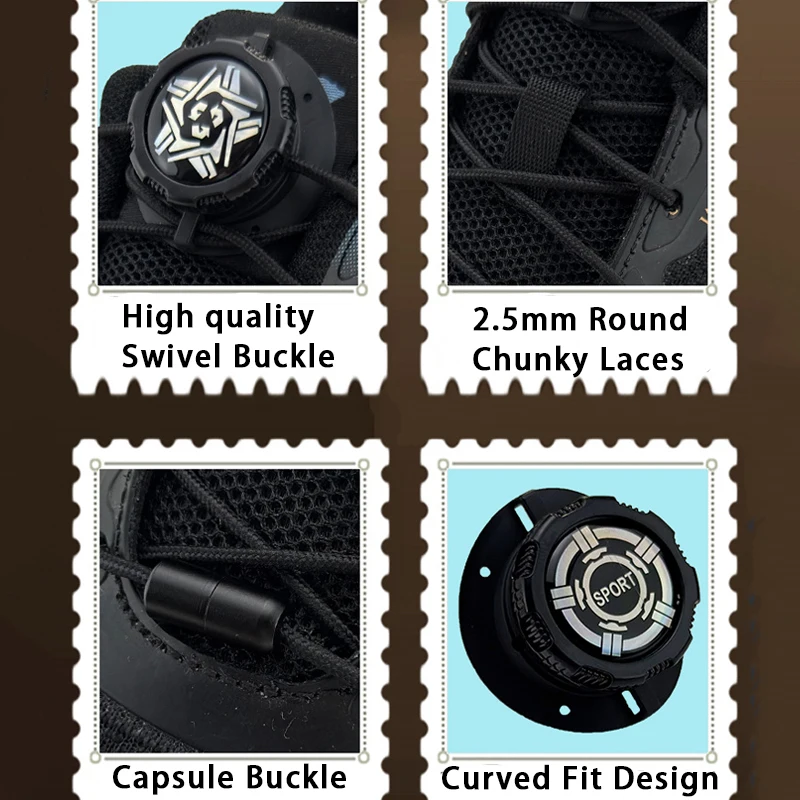 Thick Rope Automatic Shoelaces Swivel Buckle Laces Without Ties Black White Easy Installation Sneakers Shoelace Shoe Accessories