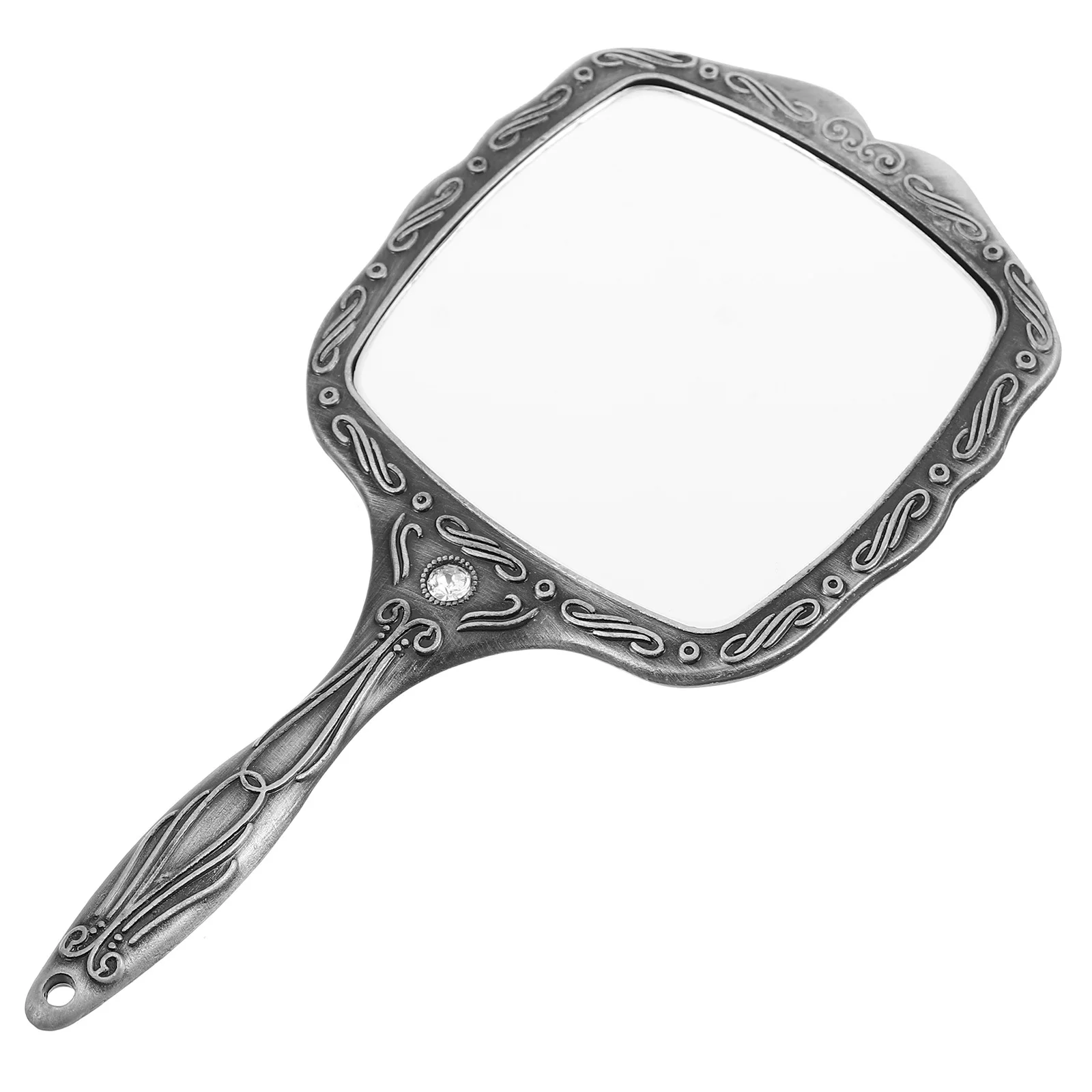 

Vintage Handheld With Handle Portable Retro Compact For Travel Purse Makeup Hand Held Women Durable Metal Frame Mini