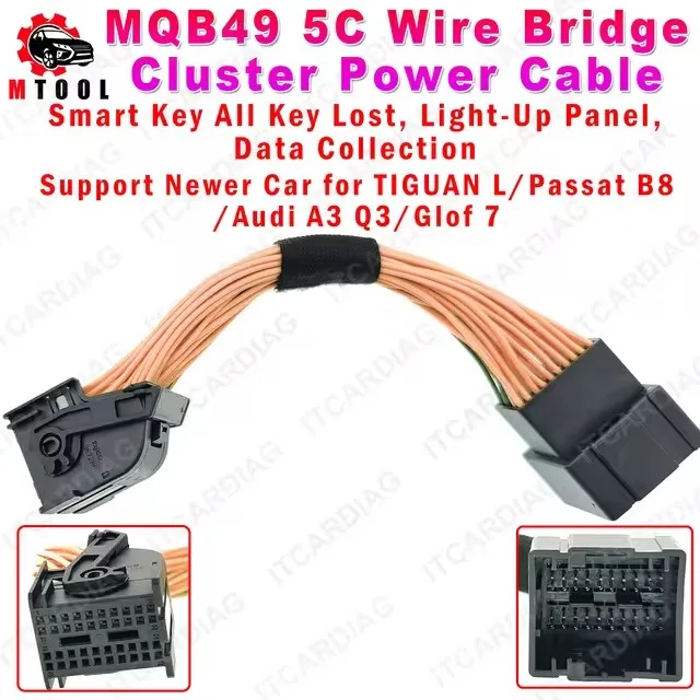 

MQB49 5C Cable MQB 49 Smart Key All Key Lost Support Newer Car for TIGUAN L/ Passat B8/ Audi A3 Q3/ Glof 7 Collect Data Light-Up