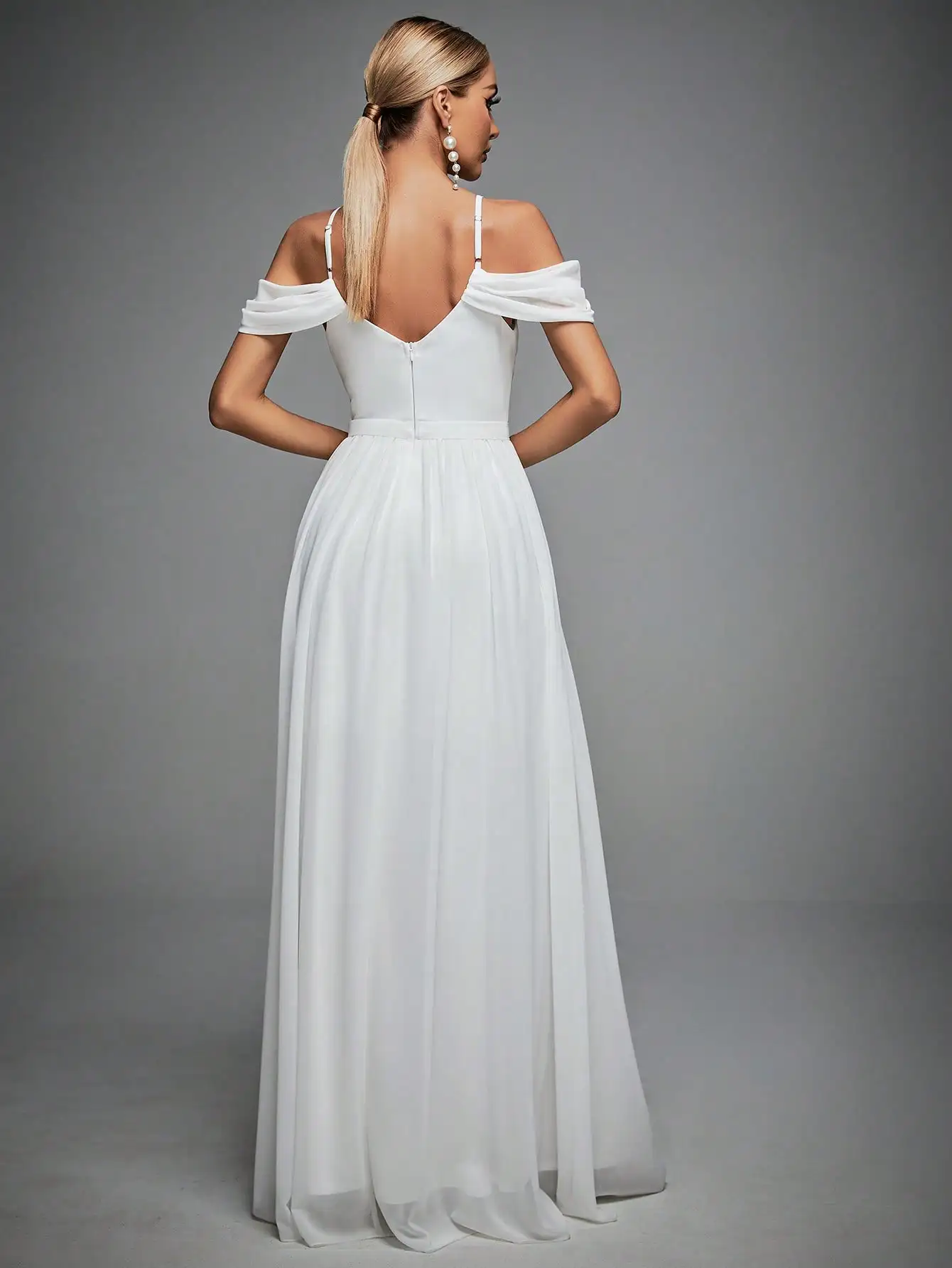 Mgiacy Halter front activity Cross Drop sleeves chiffon full swing Wedding Dress Evening gown Ball dress Party dress