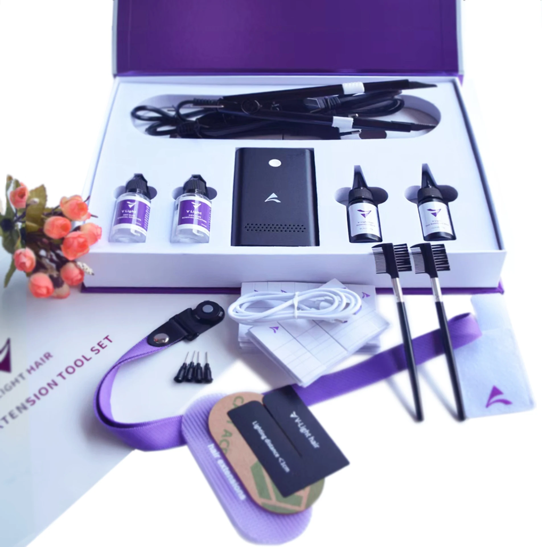 Hair Extension Tools Kit V-Light Technology Hair Extension Machine  V-Light gift box with V-Light glue