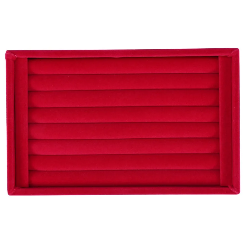 

Practical Velvet Material Ring Display Tray Red Color 7 Slots Design Ring Holder Jewelry Display Case Home Organization