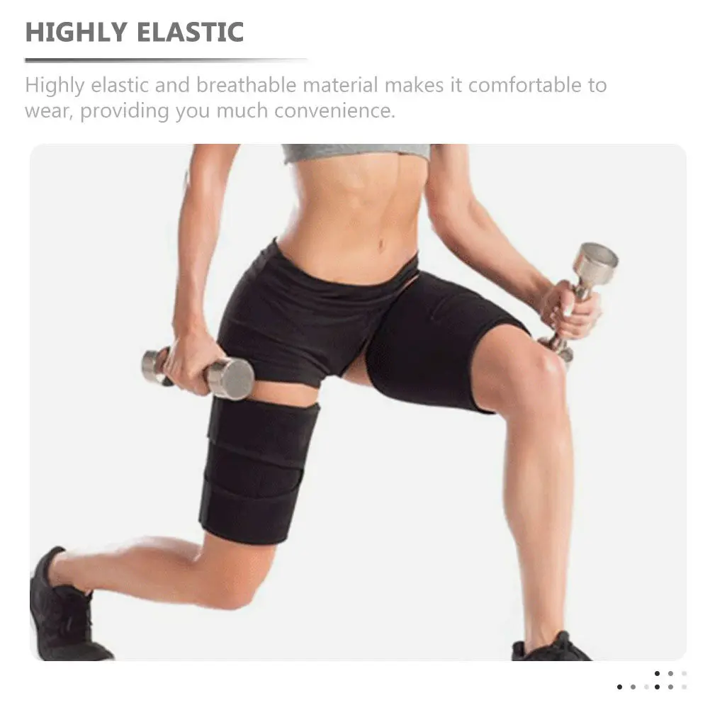 Breathable Adjustable Thigh Brace Support Black Elastic Compression Sleeve Sports Fitness Protector Outdoor Exercise