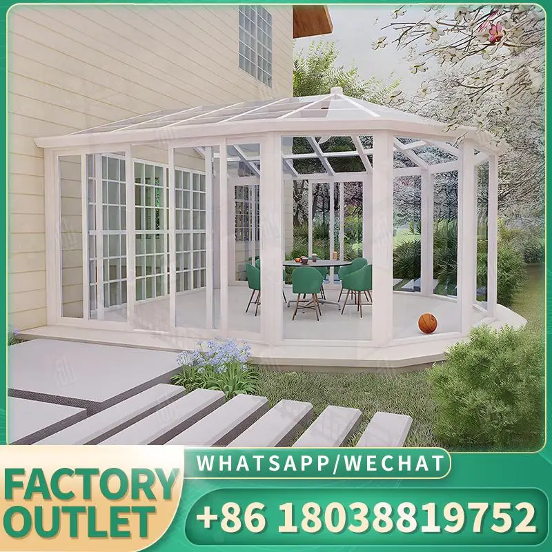 

Large Portable Outdoor Glass Prefab House Garden Room Insulated Conservatory Kits for Backyard Patio Balcony Sunroom