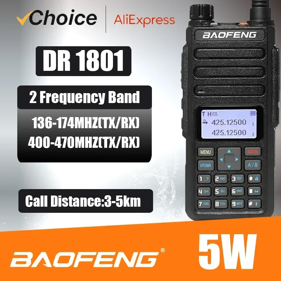 Baofeng Official Store DR-1801 Long Range Dual Band DMR Digital/Analog Walkie Talkie Tier tier II Dual Time Slot Upgrade Radio