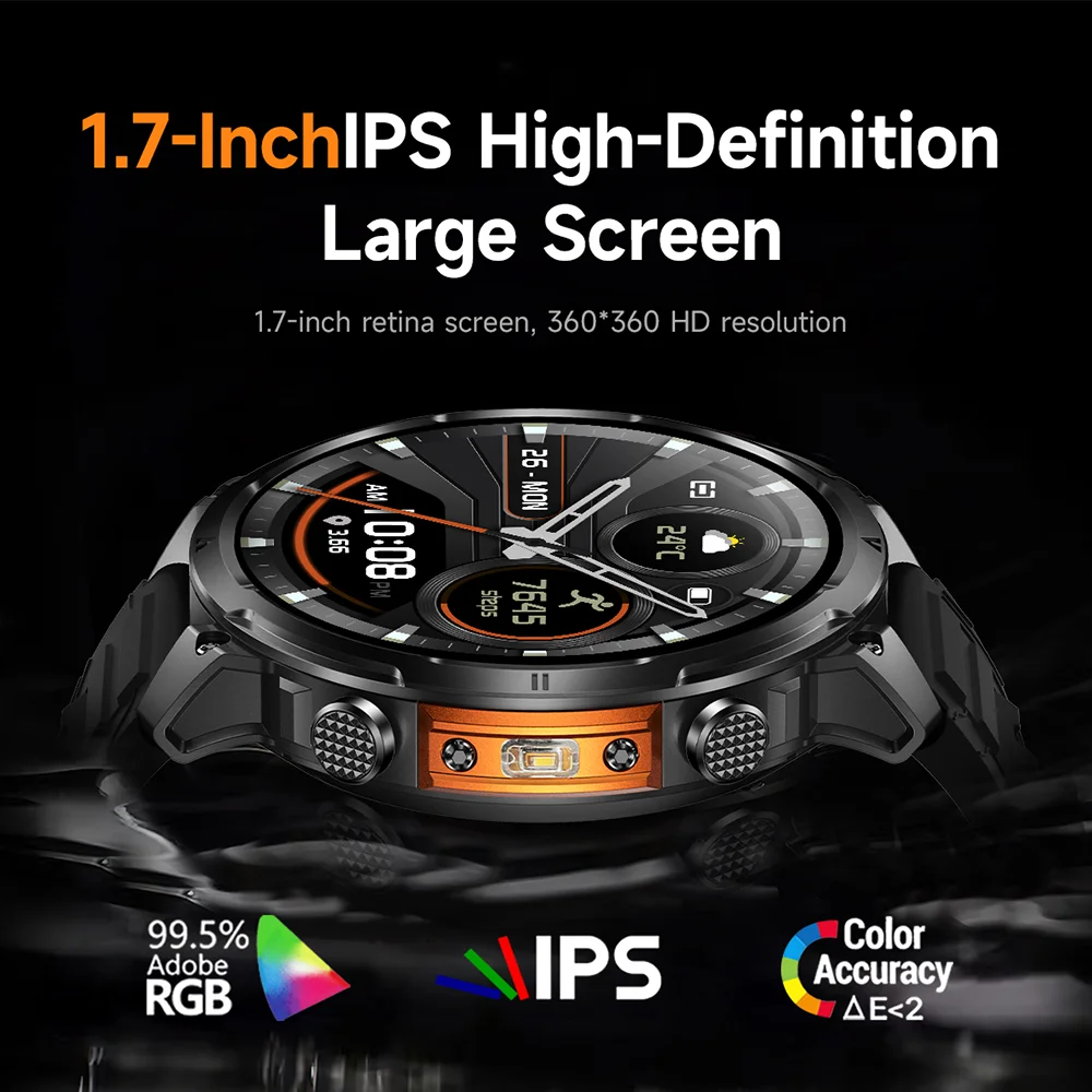 다오르코우 2025 신형 남성용 GPS 스마트워치 1.7인치 대화면 IPX8 방수 720mAh 대용량 배터리 스마트워치 720mAh 대용량 배터리