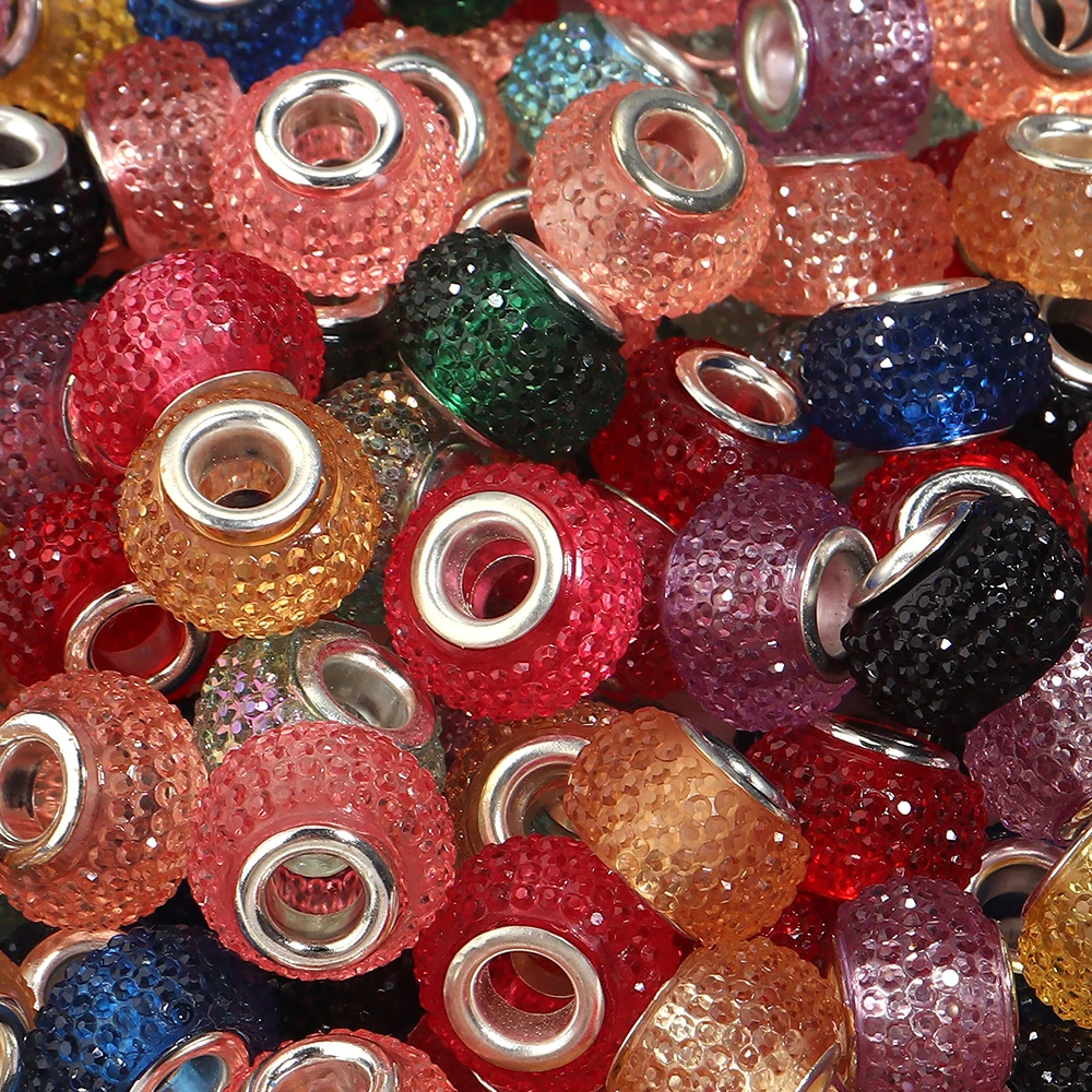 20 Stück/Los Harzperlen mit großem Loch, bunte, transparente lose Spacer-Perlen für Schmuckherstellung, DIY-Armbänder, Handyketten-Zubehör – Detail 6
