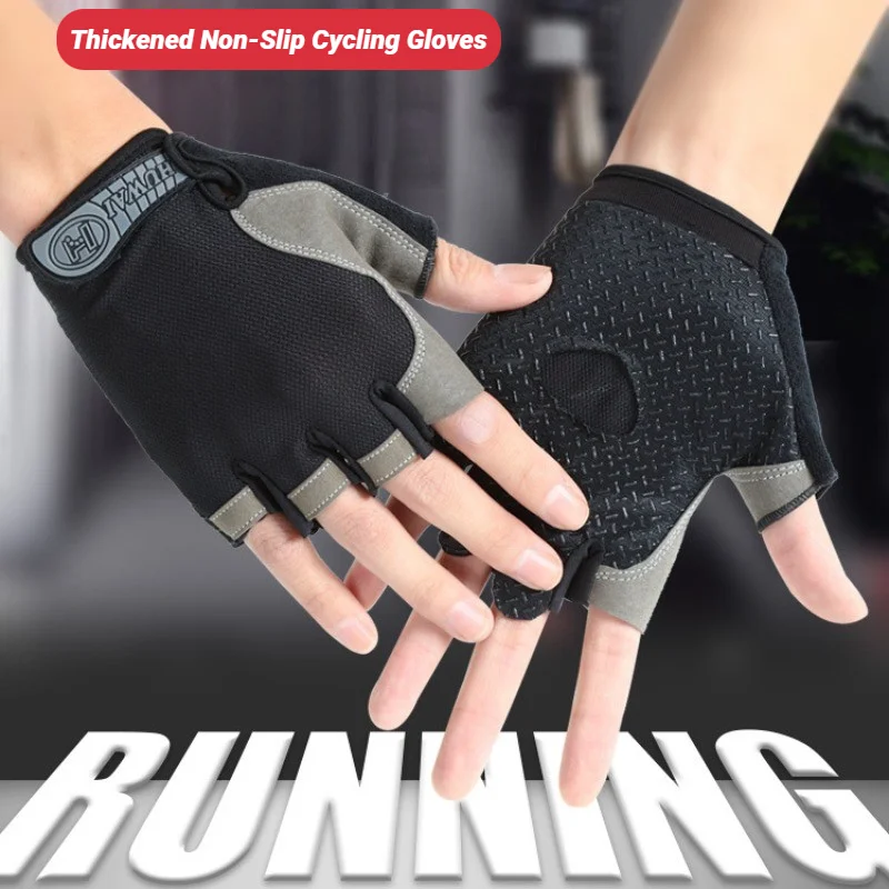 Guantes de Ciclismo de Medio Dedo para Hombre y Mujer, Antideslizantes, Amortiguadores, Transpirables, de Verano, sin Dedos, para Deportes, Gimnasio, Entrenamiento, Bicicleta