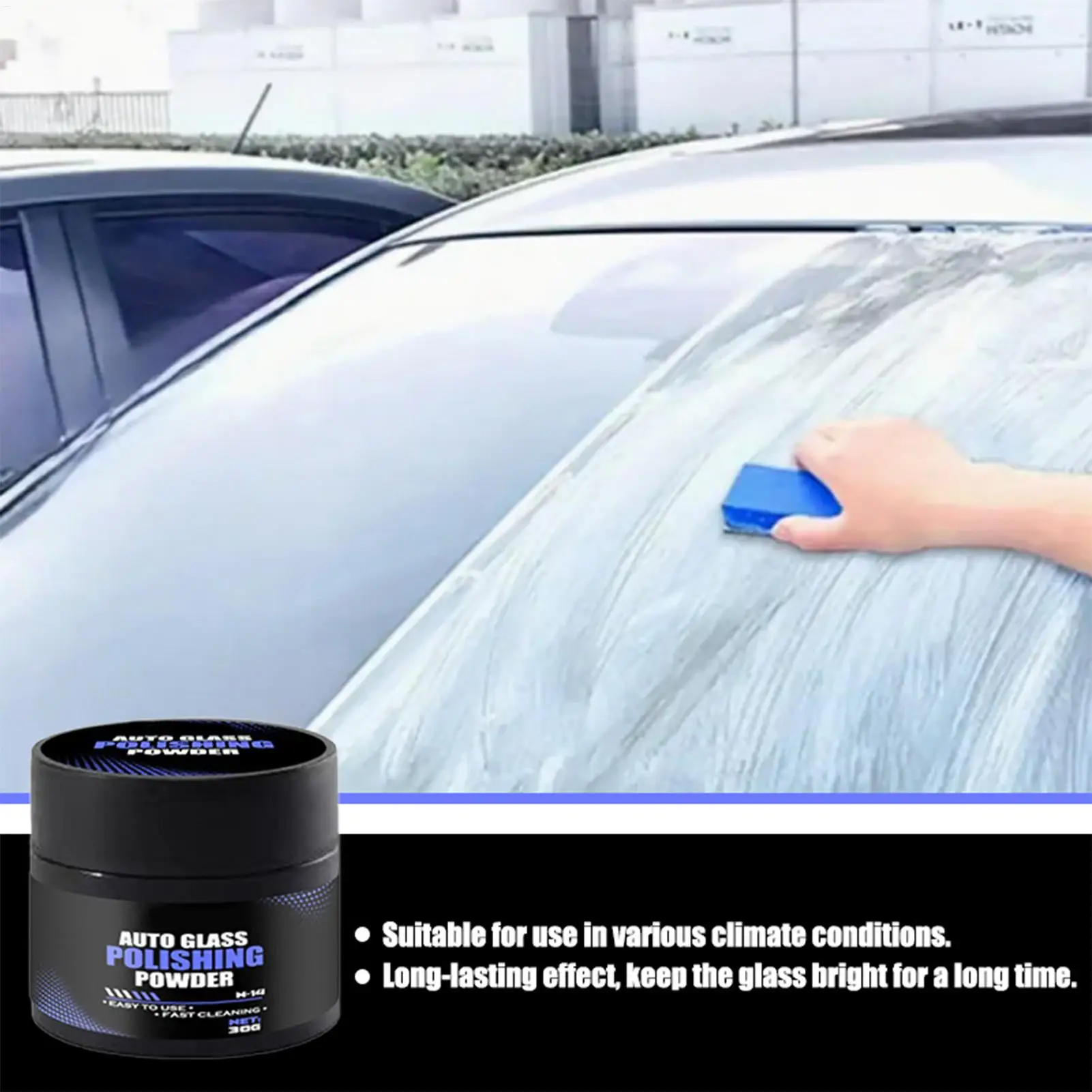 Glass Polishing Powder Car Windshield Oil Film Remover Scratch Repair Restorer Cleaner Auto Window Mirror Water Spot Rust Eraser - view 3