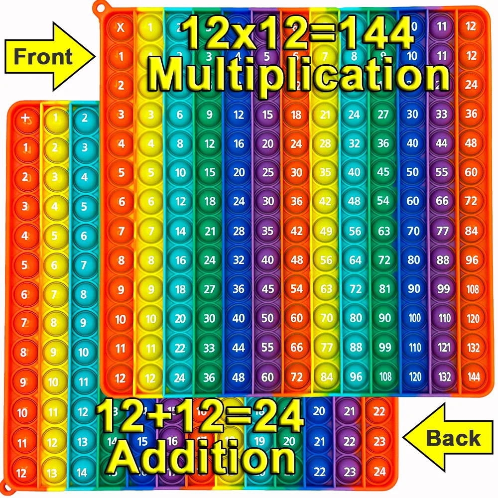 1-12 Multiplication Addition Push  Its Bubble Fidget Sensory Toys, Silicone Rainbow Teaching Aids, Math Toys