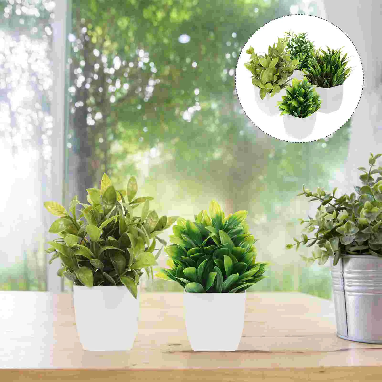 Mini Plantes Artificielles en Pot pour Décoration de Bureau, Faux Bonsaï d'Niken Plastique, 4 Pièces