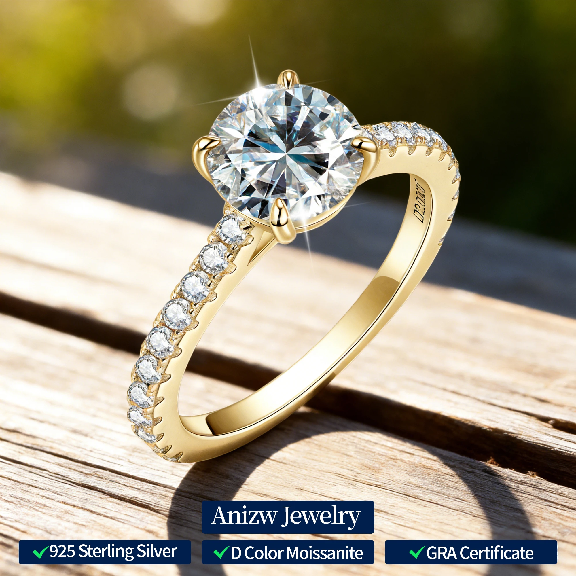 

Solitaire 2CT D Round Moissanite Ring for Women 100% Real 925 Silver Engagement Wedding Rings Promise Finger Jewelry Certificate