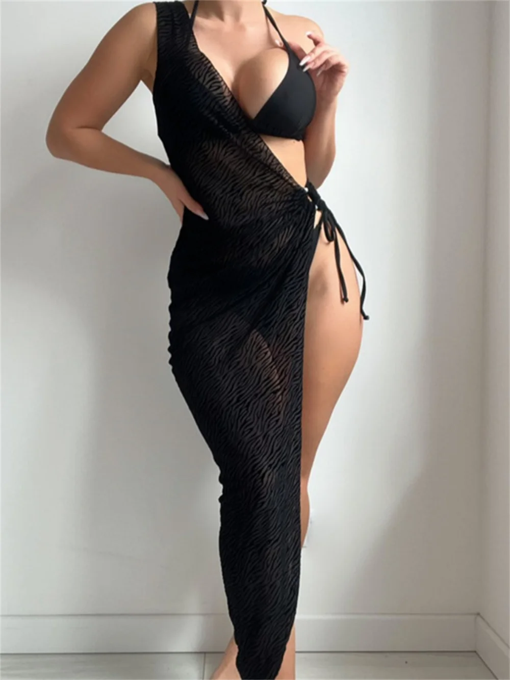 

Черный экстремальный бикини Micro Tangas, купальник, накидка из 3 предметов, бразильская пляжная одежда, купальники, женские купальные костюмы, наряд для отпуска