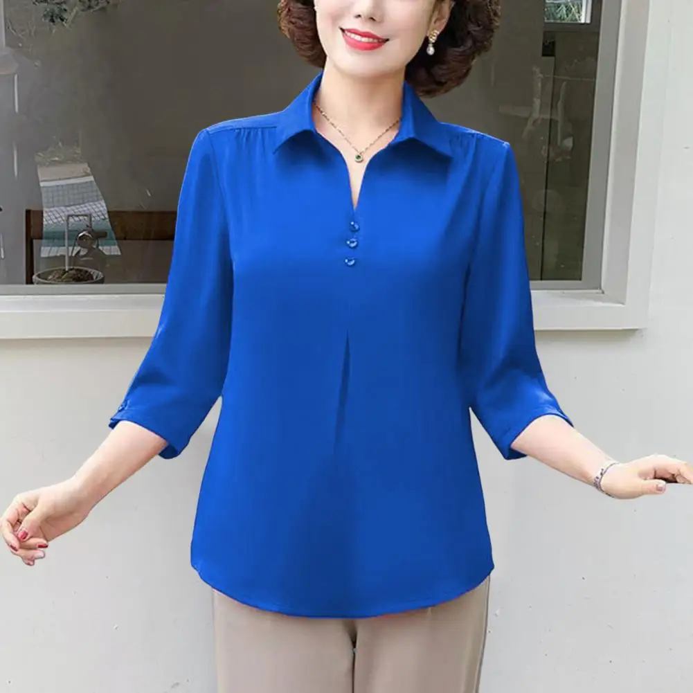 Korean Fashion Women Blouses 2024 Office Lady Vintage Shirts Comfortable 3/4 Sleeve Tops Women