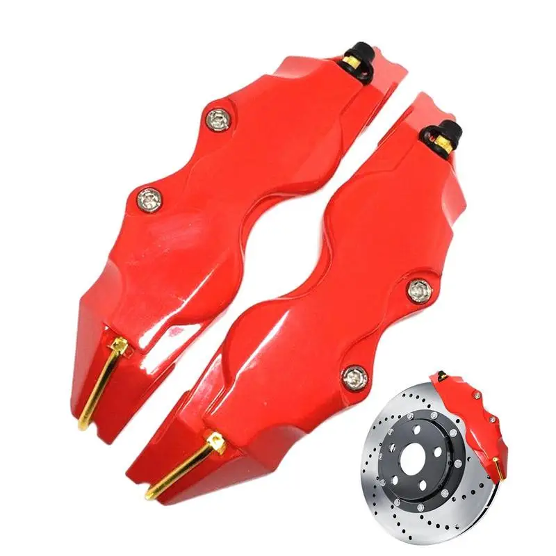 2pcs Car Brake Caliper Cover 3D ABS Auto Front And Rear Brake Caliper Auto Disc Brake Sticker Auto Guard Protector Cover