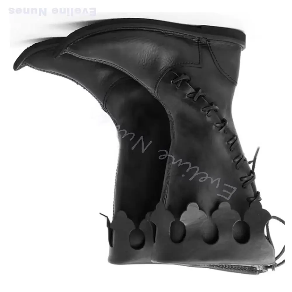 Gothic Cosplay Pirate Boots Men/women Retro Black/red Leather Halloween Carnival Stage Party Elf Pirate Mid Calf Boot
