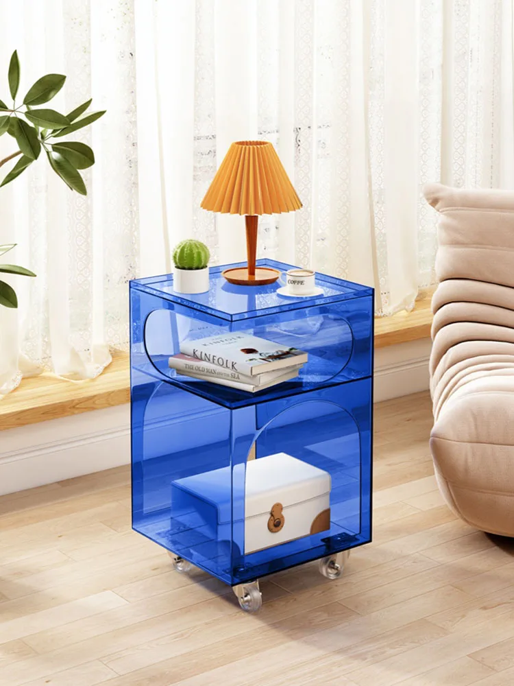 Luxury Acrylic Coffee Table,Living Room Sofa,Transparent Edge Cabinet,Storage Rack,Bedroom Bedside Tables,Furniture,Customized
