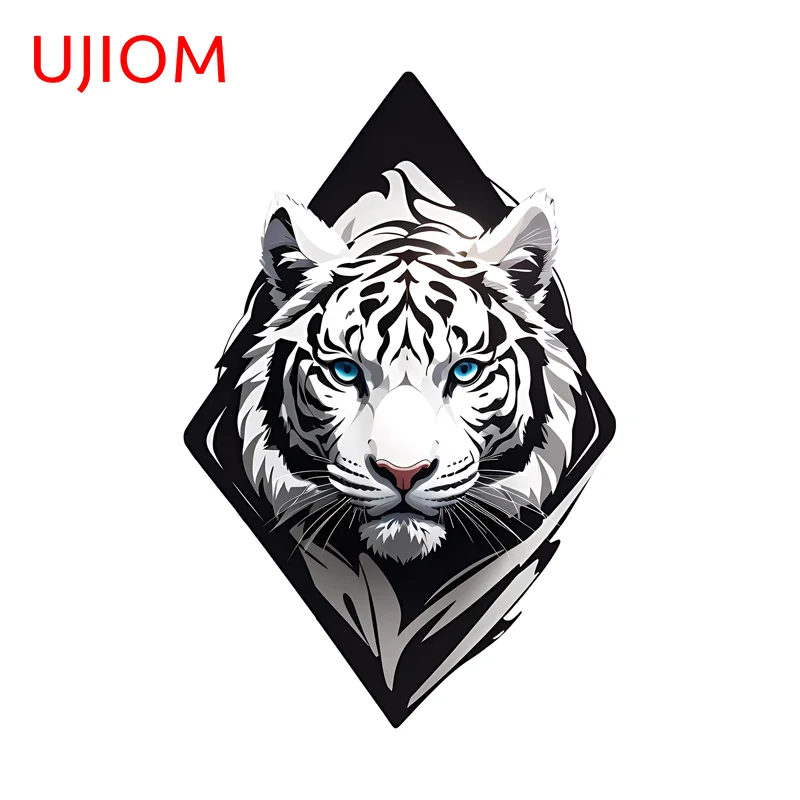 UJIOM لطيف النمر الأبيض ملك الوحوش الجدار ملصق عصري الجدة مقاوم للماء ملصق حائط من الفينيل مناسبة لديكور الثلاجة