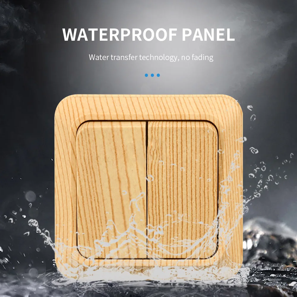 WESA-مفتاح تثبيت على الحائط الخشبي ، كلاسيكي ، مقاوم للهب ، لوح بلاستيكي ، عصابتان ، طريقة واحدة ، تقليد ، لون خشبي ، 16 أ ، تيار متردد #5