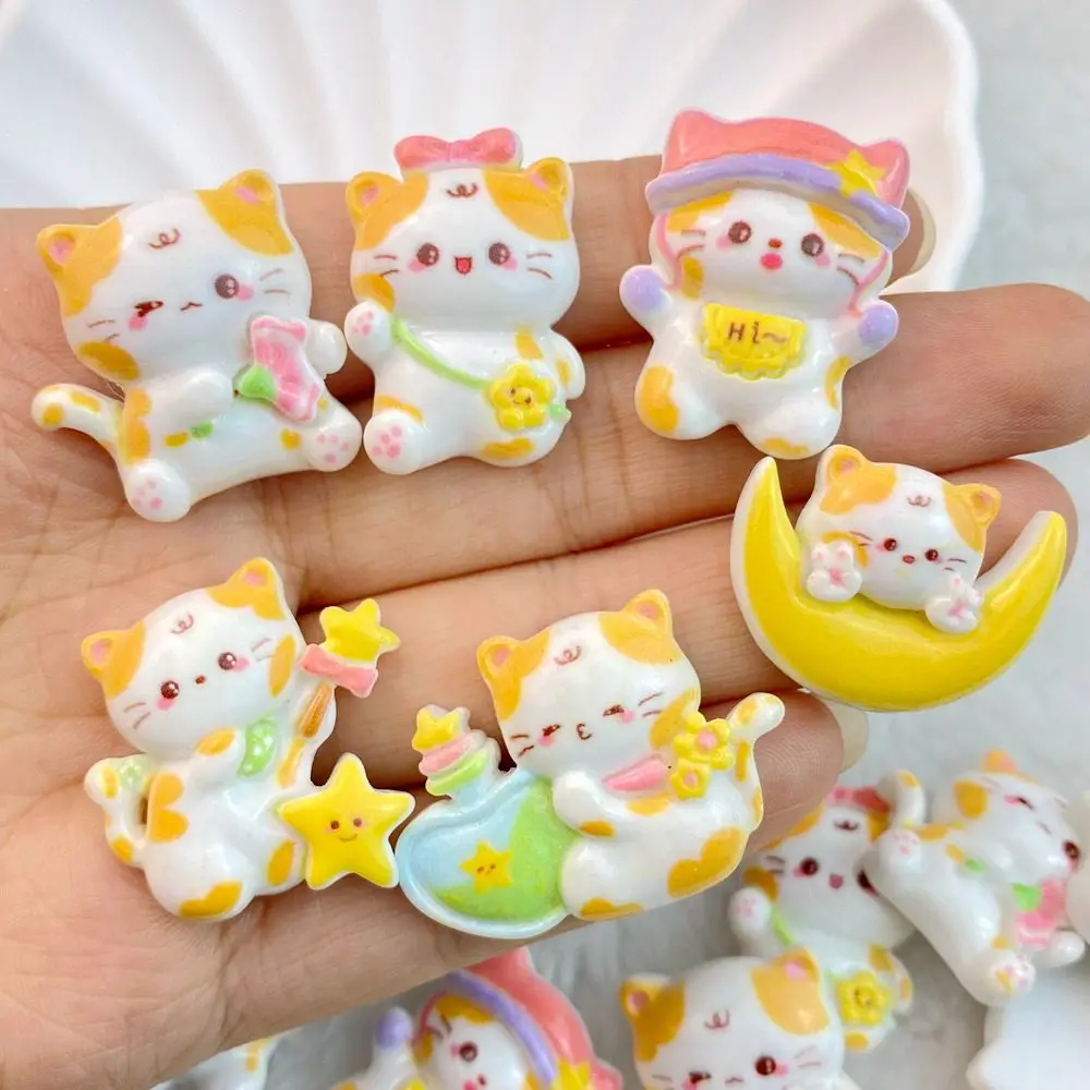 10 Pcs New Cute Cat Series Flat Back Resin Scrapbooking DIY Jewelry Hairpin Craft Decoration Accessorie