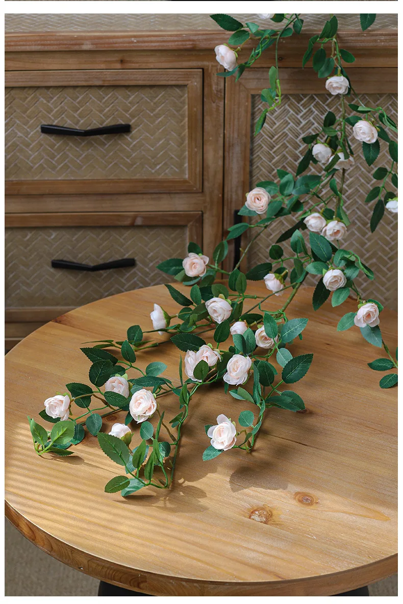 Künstliche Efeugirlande, Seidenrosen-Hängepflanzen, künstliche Blumen für Hochzeit, Zuhause, Garten, Wandbogen-Dekoration, künstliche Rosen – Detail 22