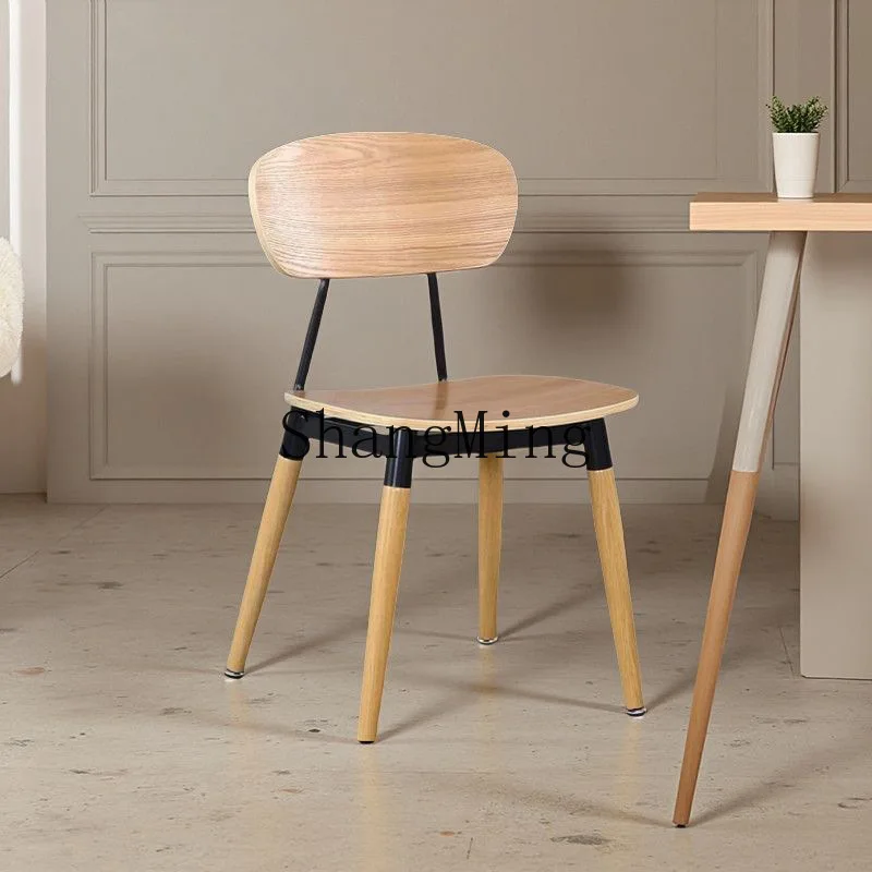 FGgood-looking Simple Solid Wood Leisure Restaurant Backrest Chair Fast Food Burger Restaurant Dining Chair Iron Dining Chair