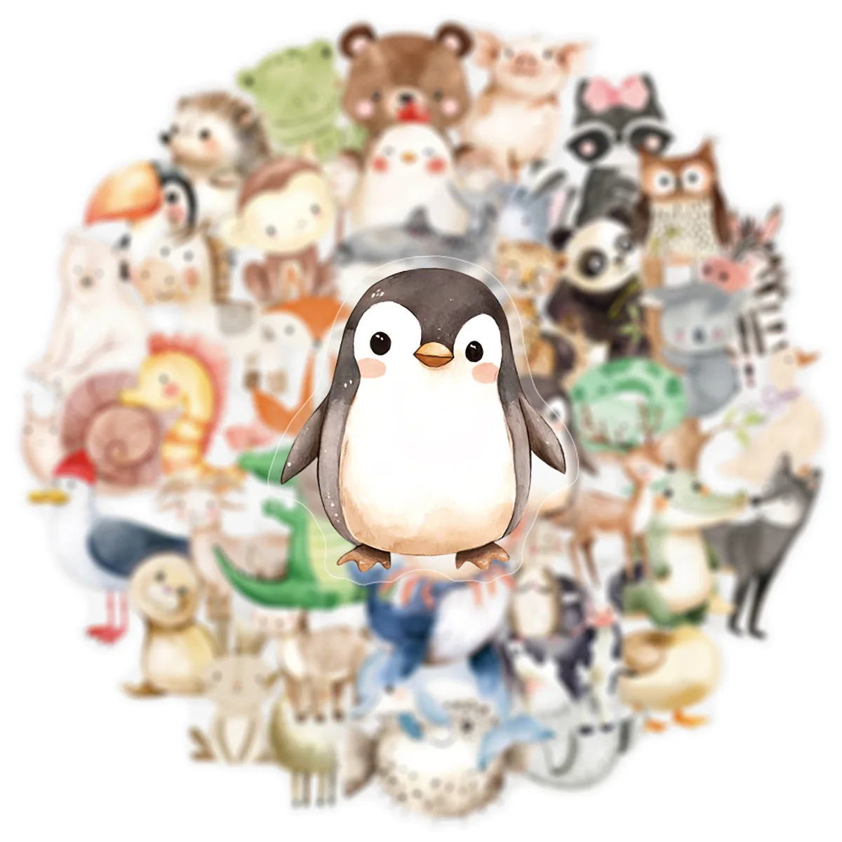 

50PCS Cartoon Cute Animal Transparent Stickers Creative Decoration Water Cup Phone Case Laptop Waterproof Decal Toy Gift